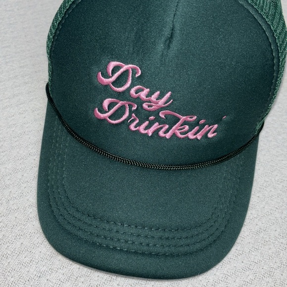 6/$28❗️Green Trucker Hat with Pink Embroidery - Picture 6 of 6
